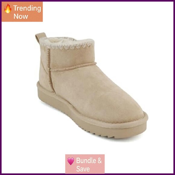 Sherpa-Lined Lug Sole Ankle Booties, Platform Flats, Women's Size 7 - Picture 5 of 6